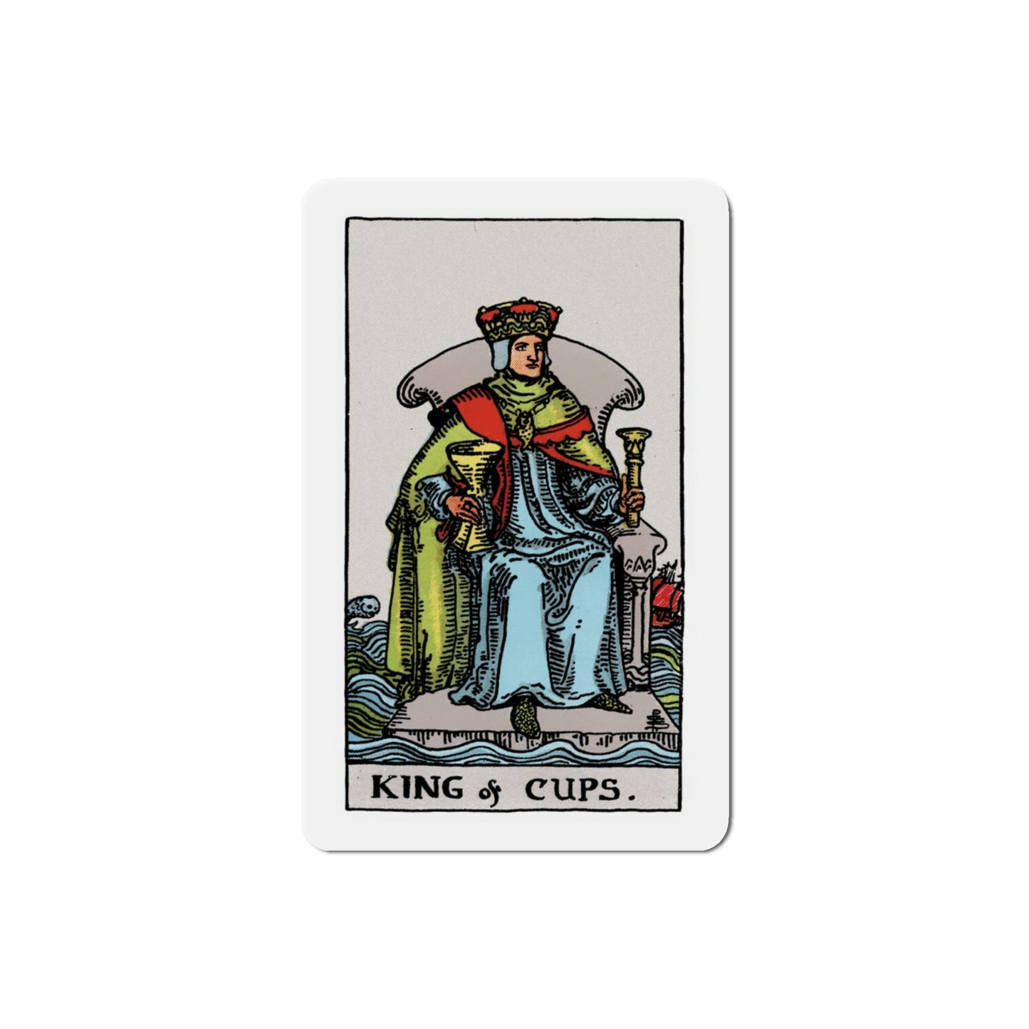 The King of Cups (Tarot Card) Die-Cut Magnet-3 Inch-The Sticker Space