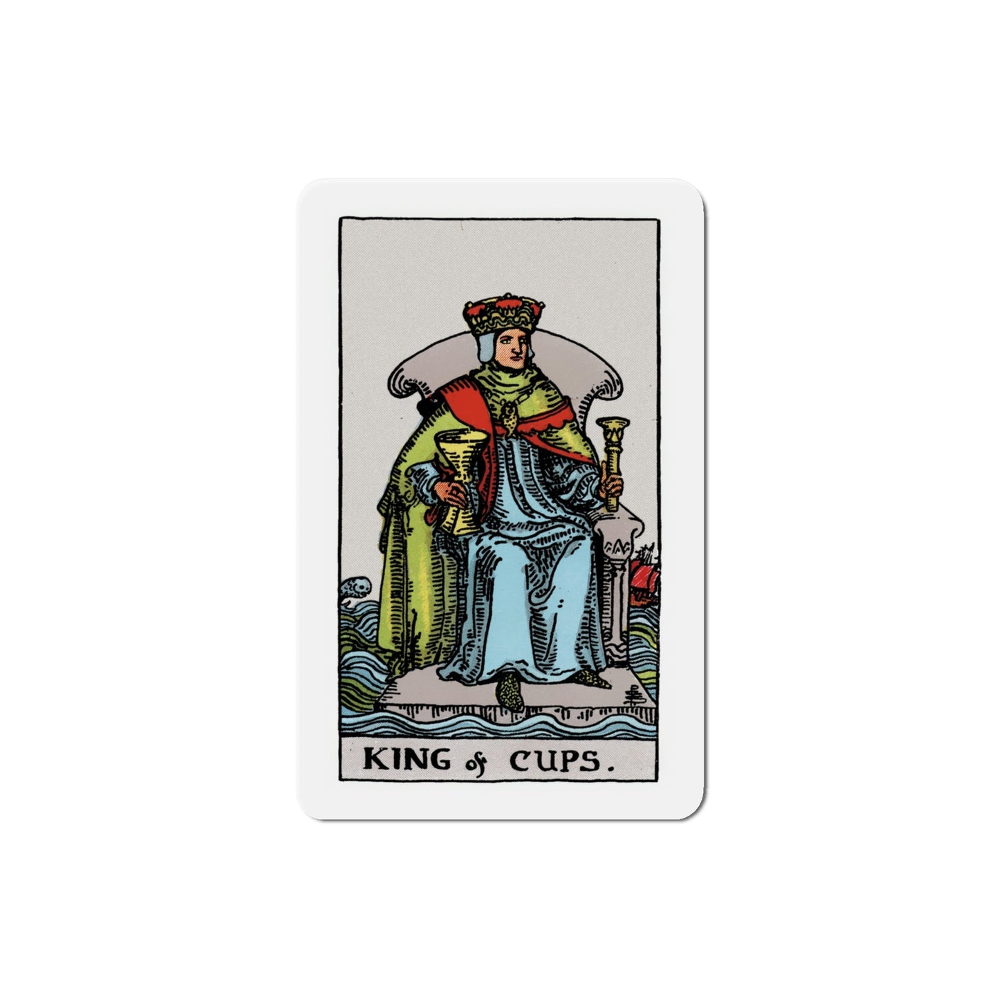 The King of Cups (Tarot Card) Die-Cut Magnet-4 Inch-The Sticker Space