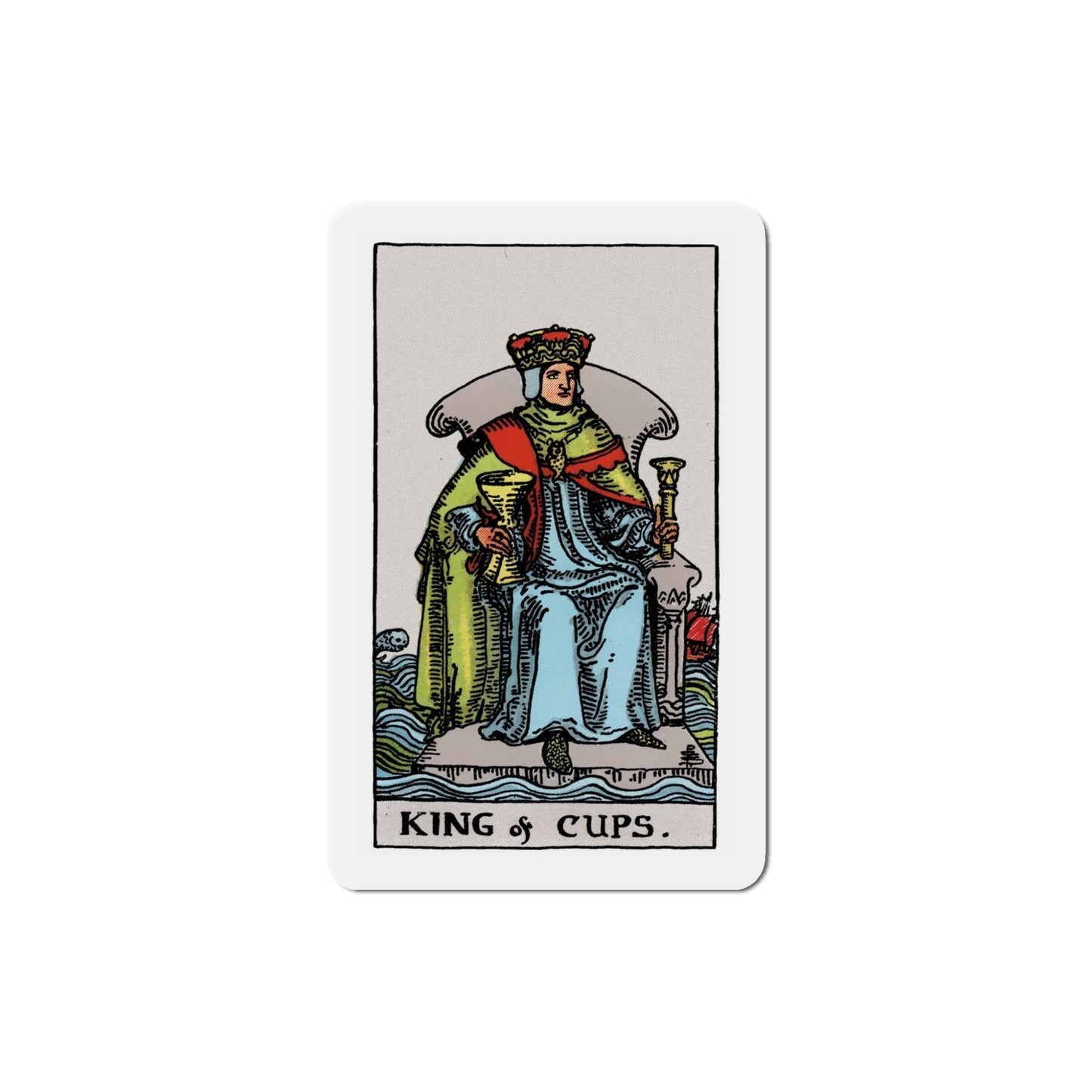 The King of Cups (Tarot Card) Die-Cut Magnet-5 Inch-The Sticker Space