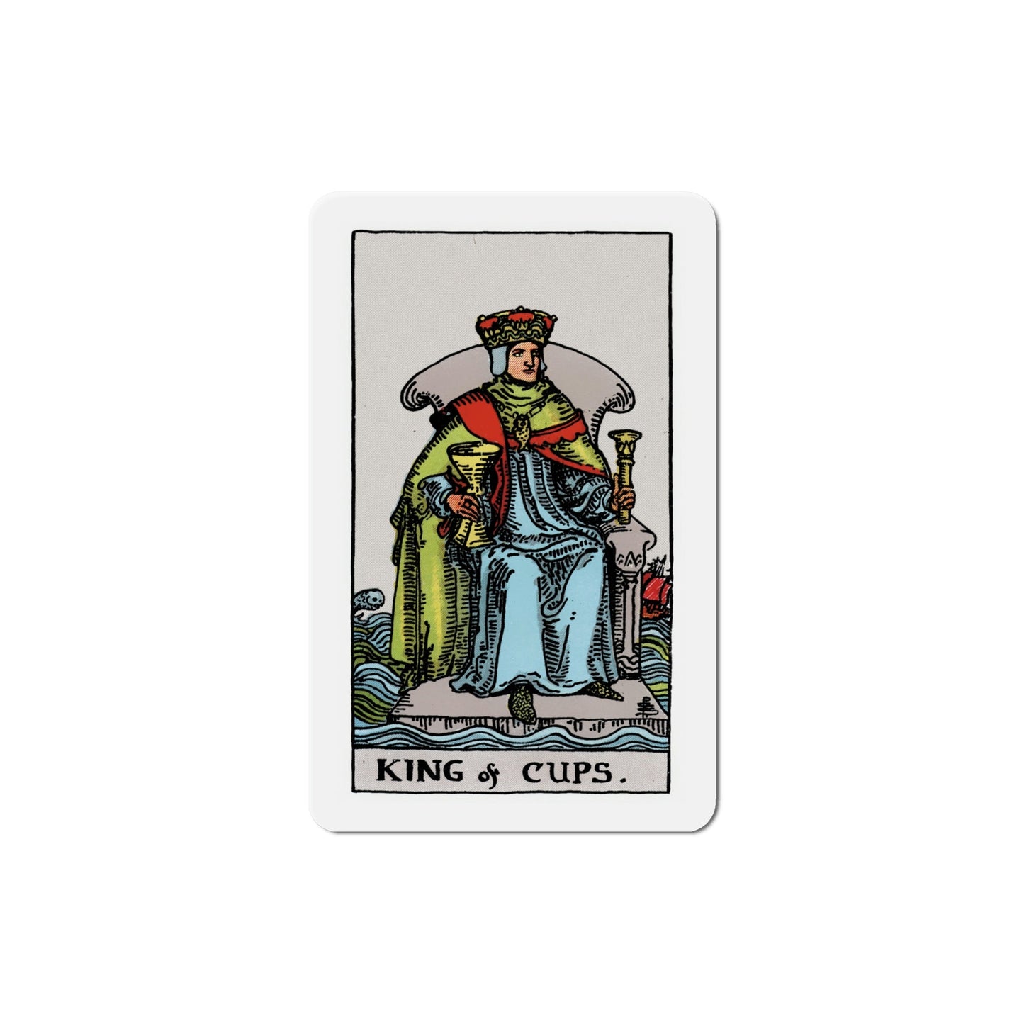 The King of Cups (Tarot Card) Die-Cut Magnet-6 Inch-The Sticker Space