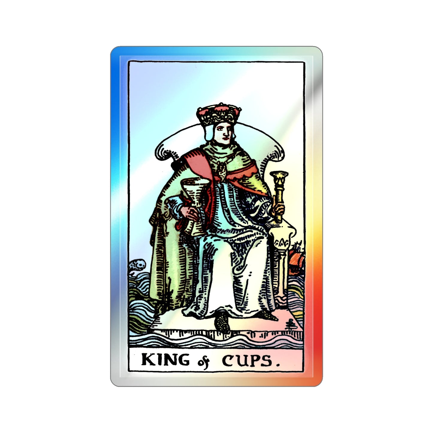 The King of Cups (Tarot Card) Holographic STICKER Die-Cut Vinyl Decal-The Sticker Space