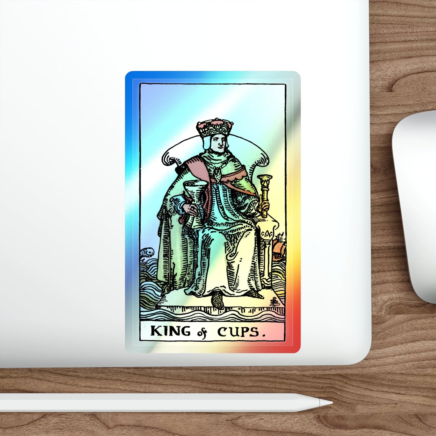 The King of Cups (Tarot Card) Holographic STICKER Die-Cut Vinyl Decal-The Sticker Space