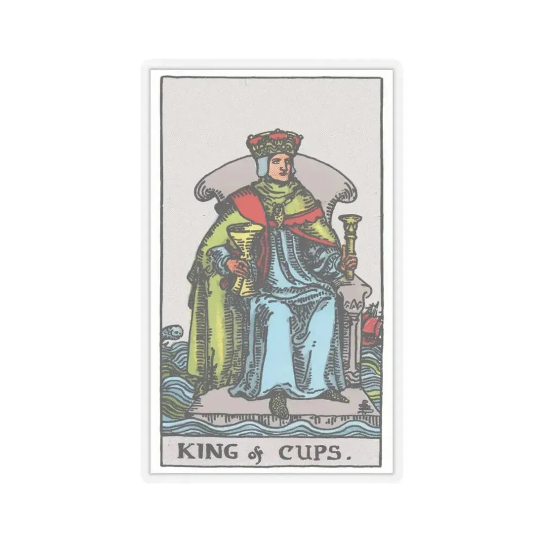 The King of Cups (Tarot Card) STICKER Vinyl Kiss-Cut Decal 4 Inch Transparent - The Sticker Space