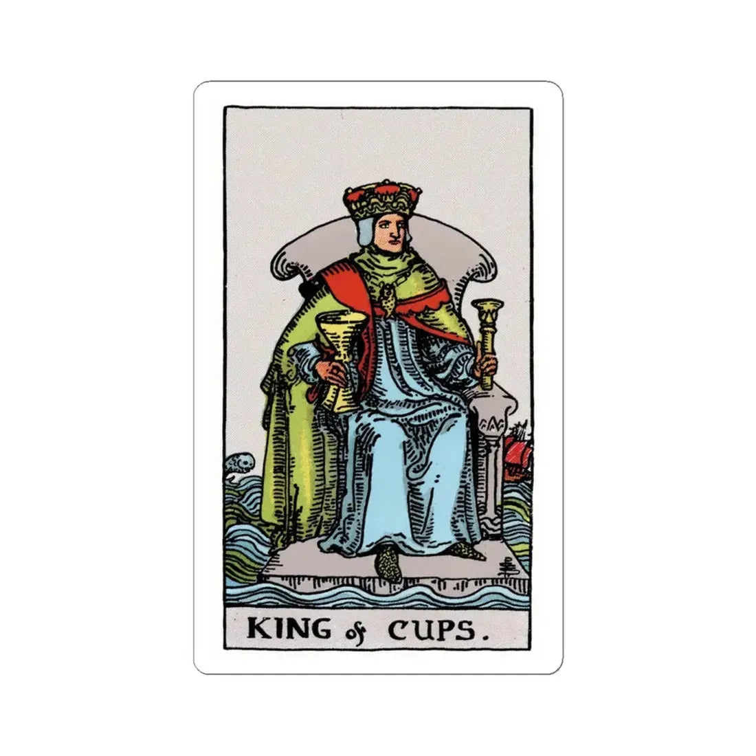 The King of Cups (Tarot Card) STICKER Vinyl Kiss-Cut Decal 4 Inch White - The Sticker Space
