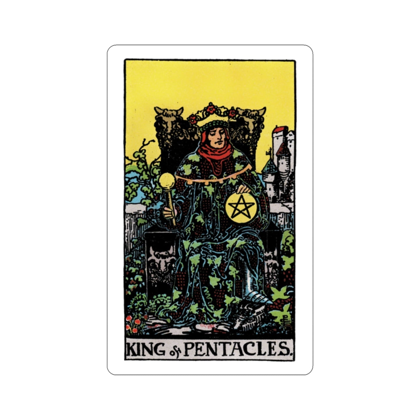 The King of Pentacles (Rider Waite Tarot Deck) STICKER Vinyl Die-Cut Decal-2 Inch-The Sticker Space