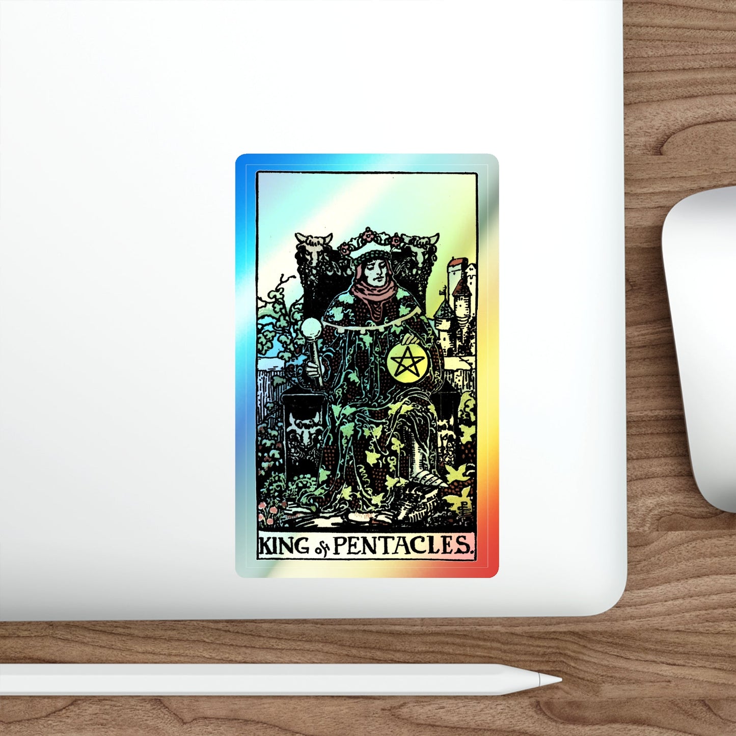 The King of Pentacles (Tarot Card) Holographic STICKER Die-Cut Vinyl Decal-The Sticker Space