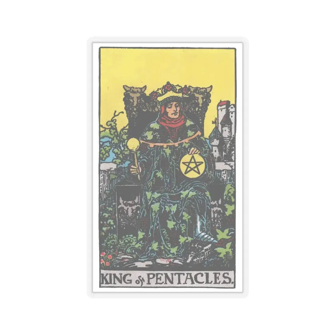 The King of Pentacles (Tarot Card) STICKER Vinyl Kiss-Cut Decal 4 Inch Transparent - The Sticker Space