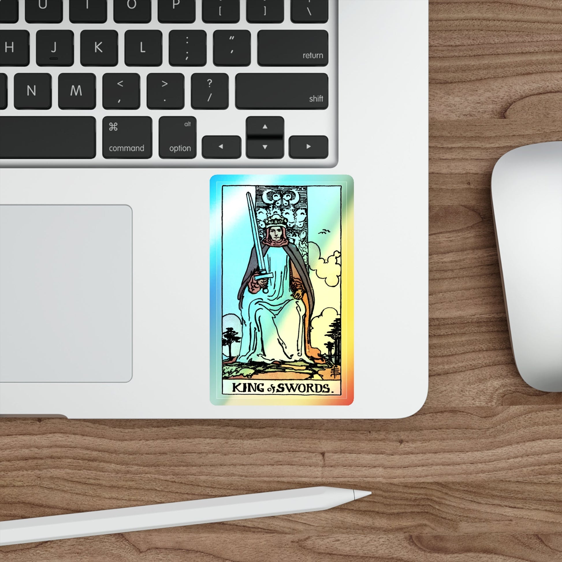 The King of Swords (Tarot Card) Holographic STICKER Die-Cut Vinyl Decal-The Sticker Space