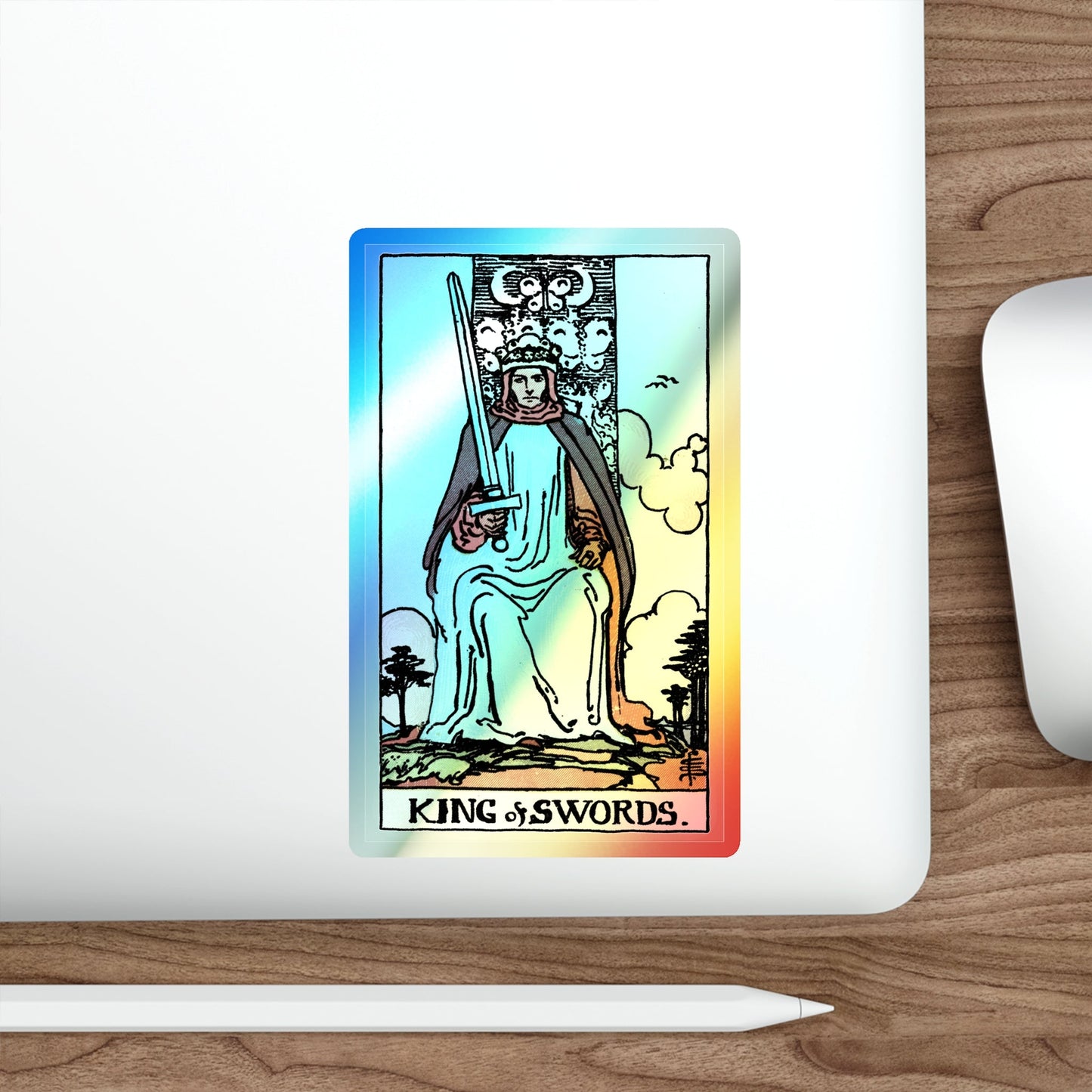 The King of Swords (Tarot Card) Holographic STICKER Die-Cut Vinyl Decal-The Sticker Space