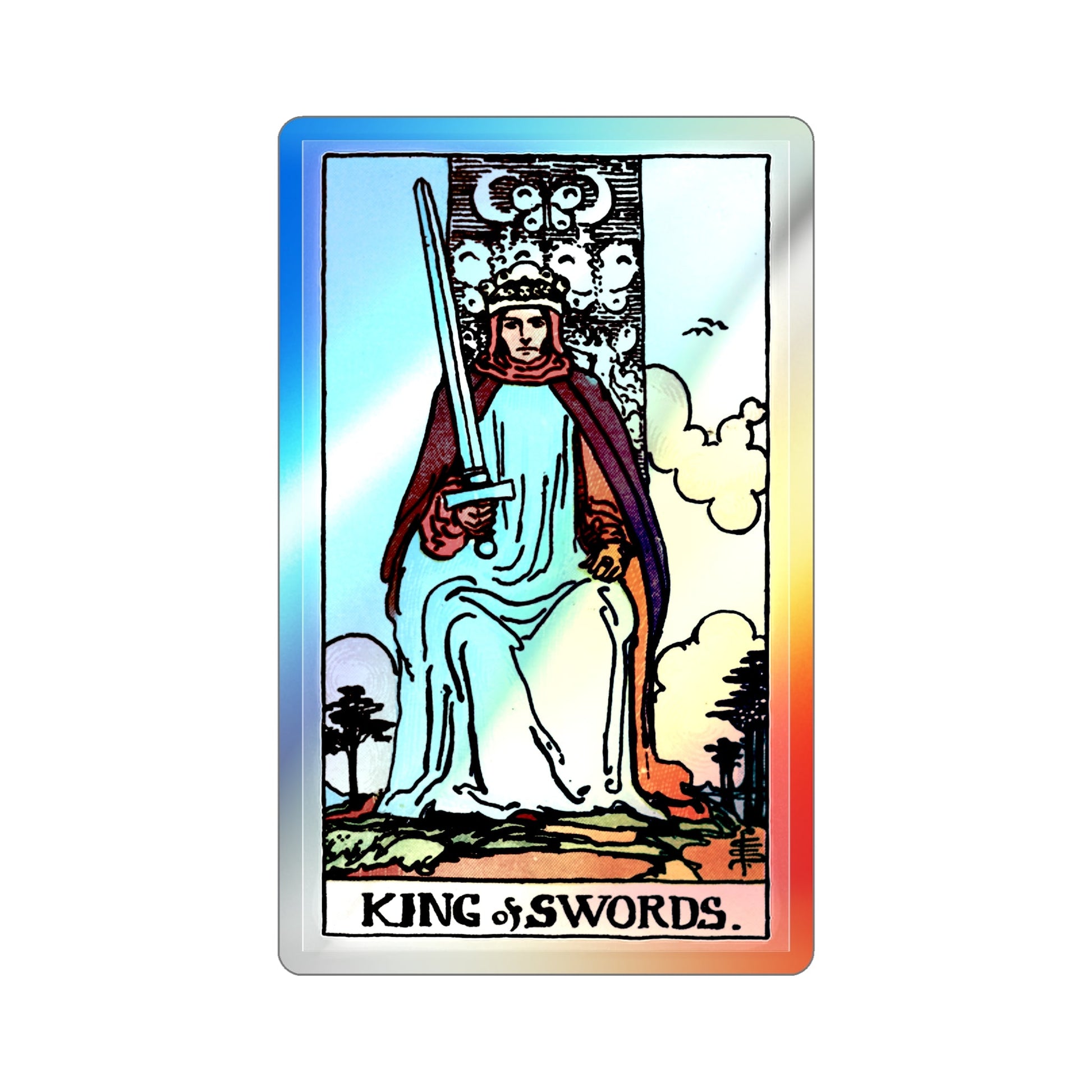 The King of Swords (Tarot Card) Holographic STICKER Die-Cut Vinyl Decal-2 Inch-The Sticker Space