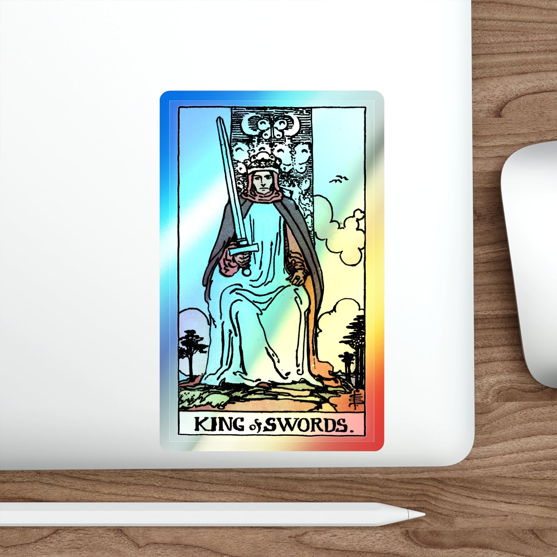 The King of Swords (Tarot Card) Holographic STICKER Die-Cut Vinyl Decal-The Sticker Space