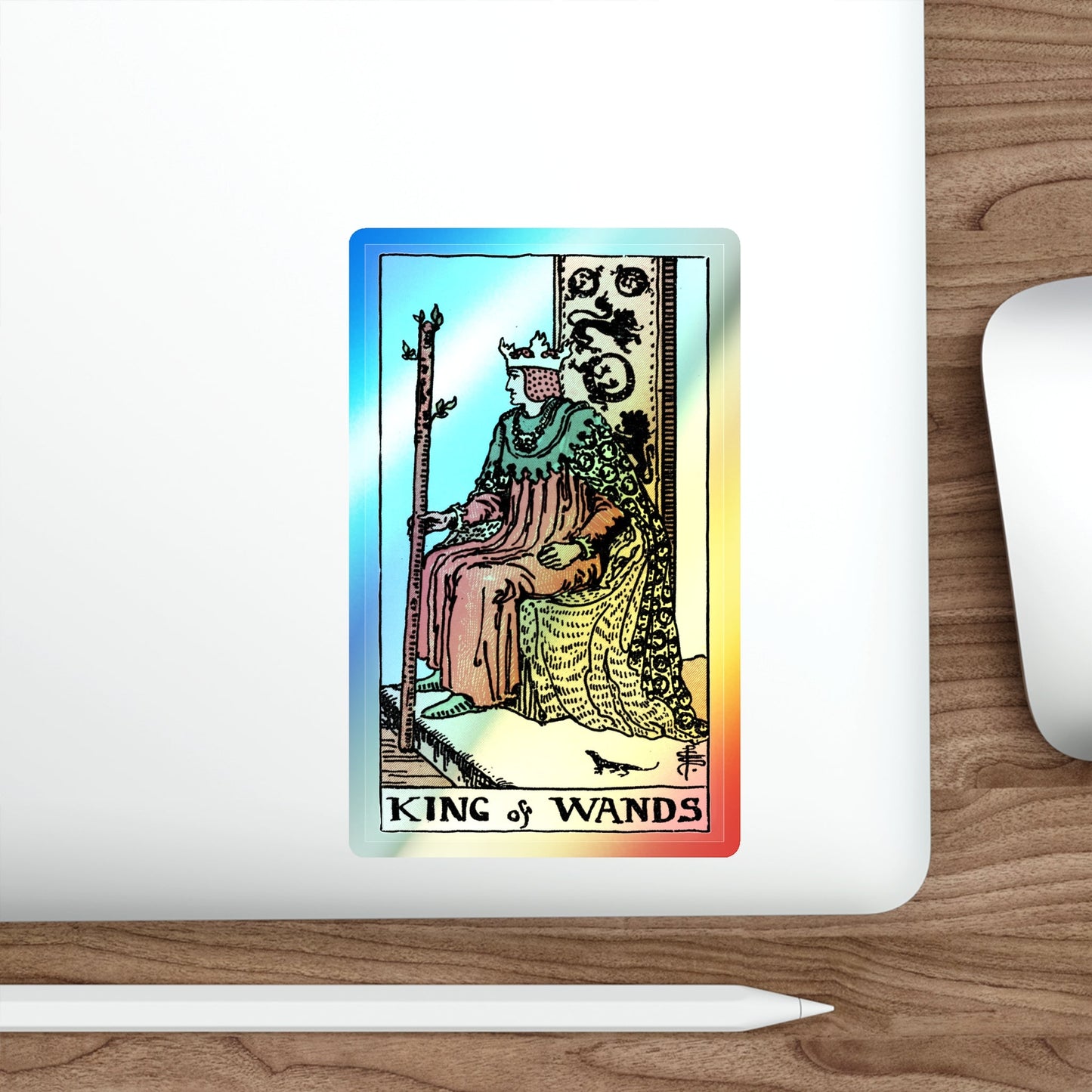 The King of Wands (Tarot Card) Holographic STICKER Die-Cut Vinyl Decal-The Sticker Space