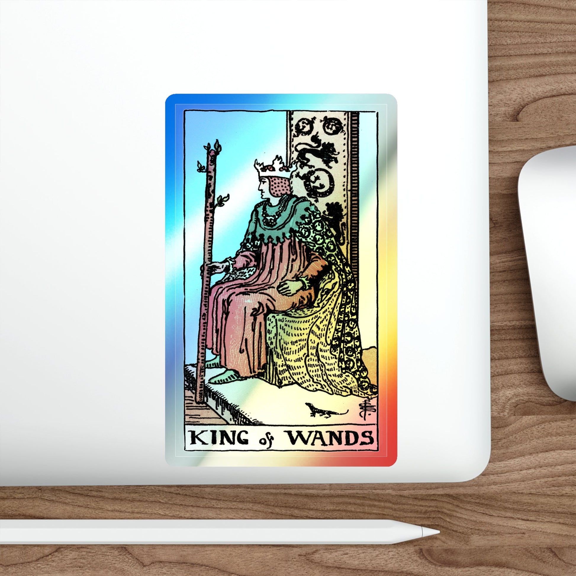 The King of Wands (Tarot Card) Holographic STICKER Die-Cut Vinyl Decal-The Sticker Space