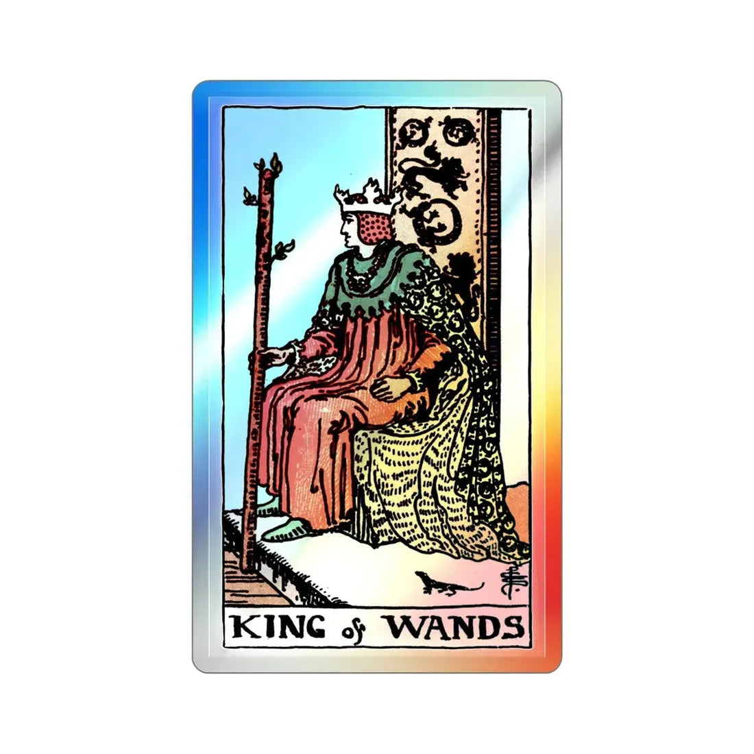 The King of Wands (Tarot Card) Holographic STICKER Die-Cut Vinyl Decal - The Sticker Space