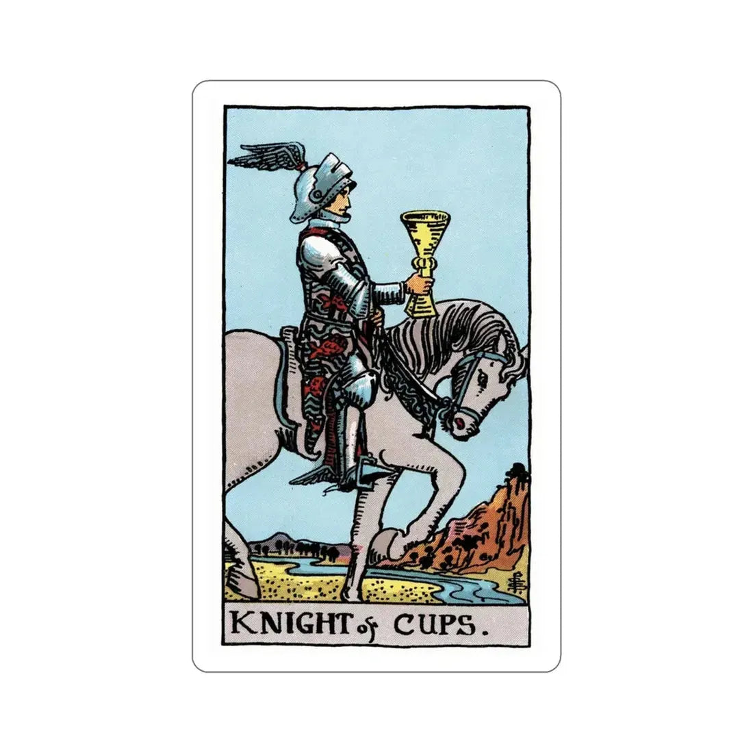 The Knight of Cups (Rider Waite Tarot Deck) STICKER Vinyl Die-Cut Decal 4 Inch - The Sticker Space