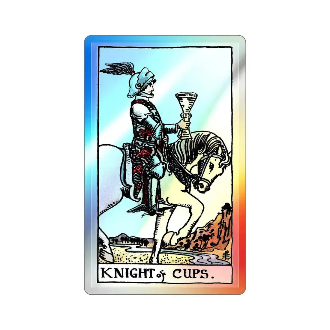 The Knight of Cups (Tarot Card) Holographic STICKER Die-Cut Vinyl Decal 6 Inch Holographic - The Sticker Space