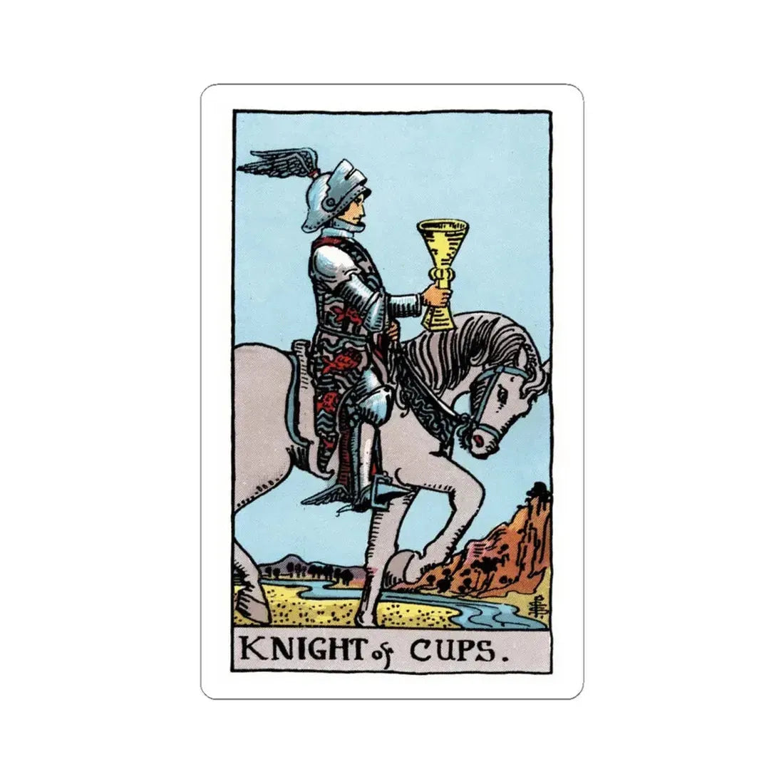 The Knight of Cups (Tarot Card) STICKER Vinyl Kiss-Cut Decal 6 Inch White - The Sticker Space
