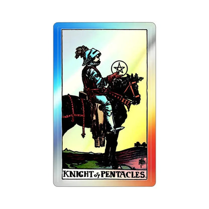 The Knight of Pentacles (Tarot Card) Holographic STICKER Die-Cut Vinyl Decal 2 Inch Holographic - The Sticker Space