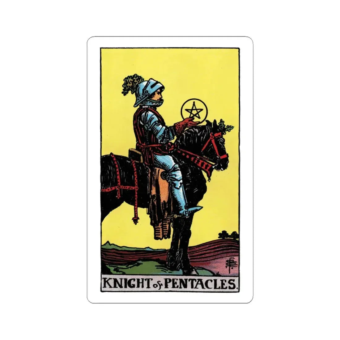 The Knight of Pentacles (Tarot Card) STICKER Vinyl Kiss-Cut Decal 6 Inch White - The Sticker Space