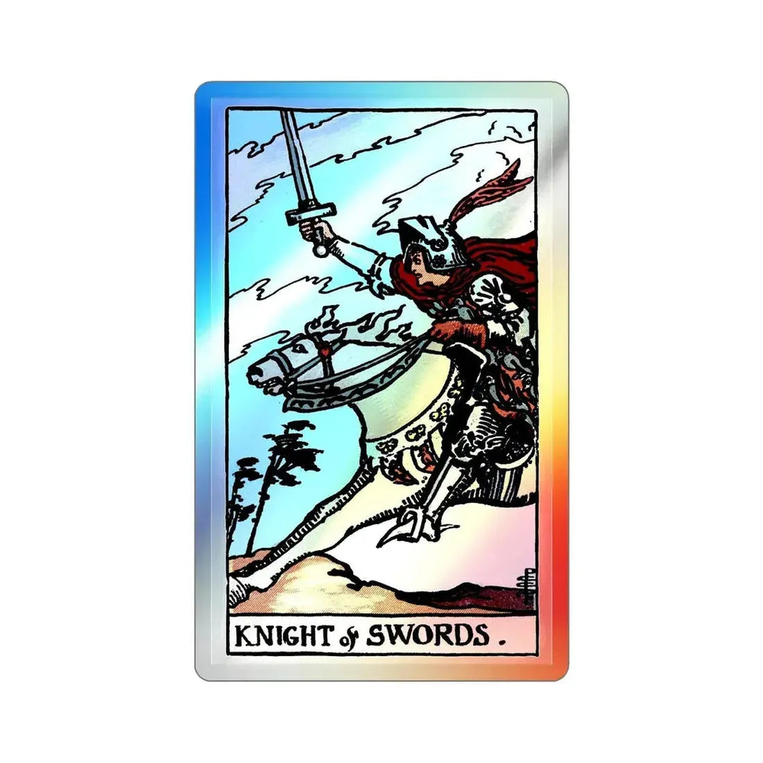 The Knight of Swords (Tarot Card) Holographic STICKER Die-Cut Vinyl Decal 5 Inch Holographic - The Sticker Space