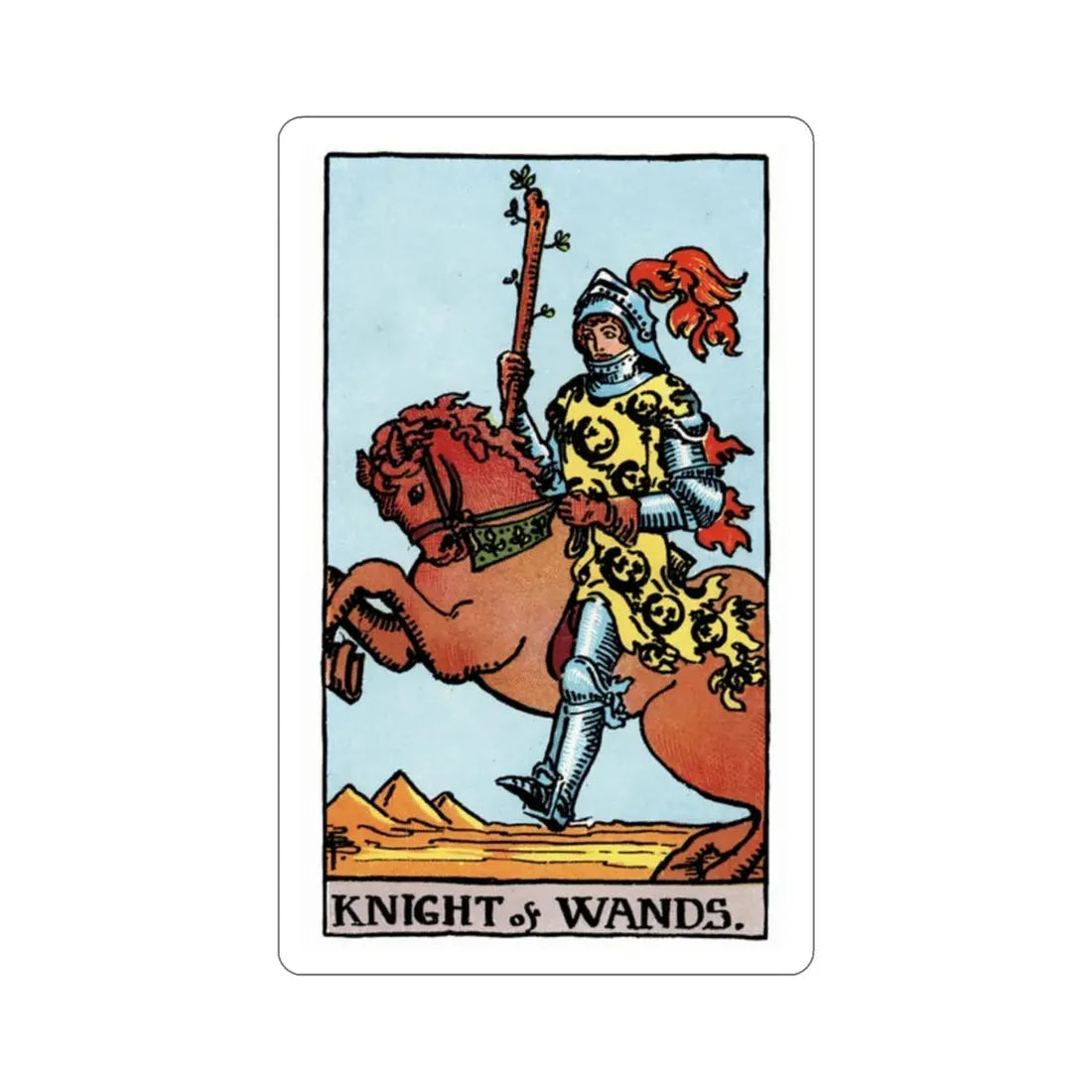 The Knight of Wands (Rider Waite Tarot Deck) STICKER Vinyl Die-Cut Decal 2 Inch - The Sticker Space