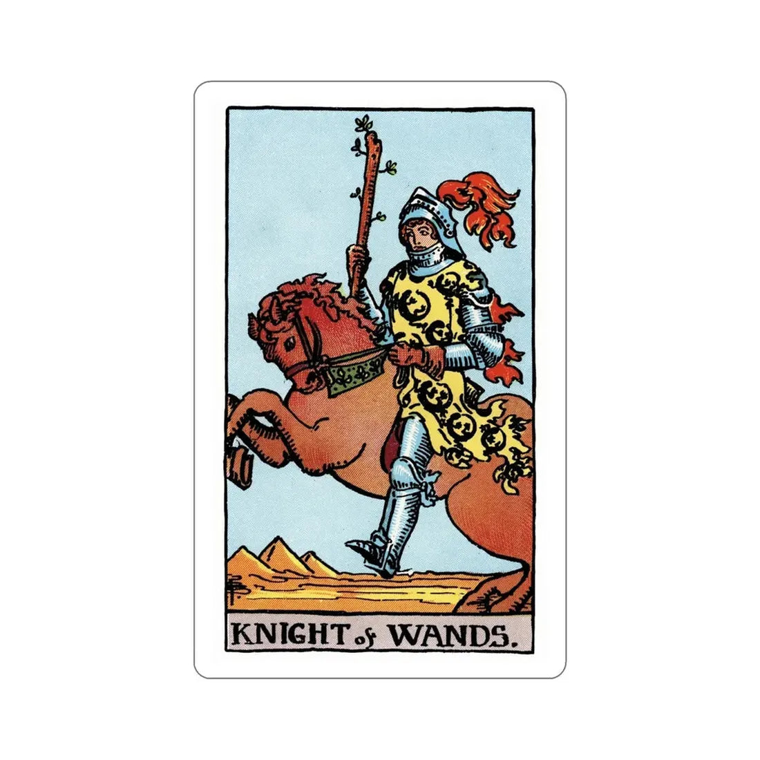The Knight of Wands (Rider Waite Tarot Deck) STICKER Vinyl Die-Cut Decal 6 Inch - The Sticker Space