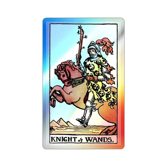 The Knight of Wands (Tarot Card) Holographic STICKER Die-Cut Vinyl Decal 2 Inch Holographic - The Sticker Space