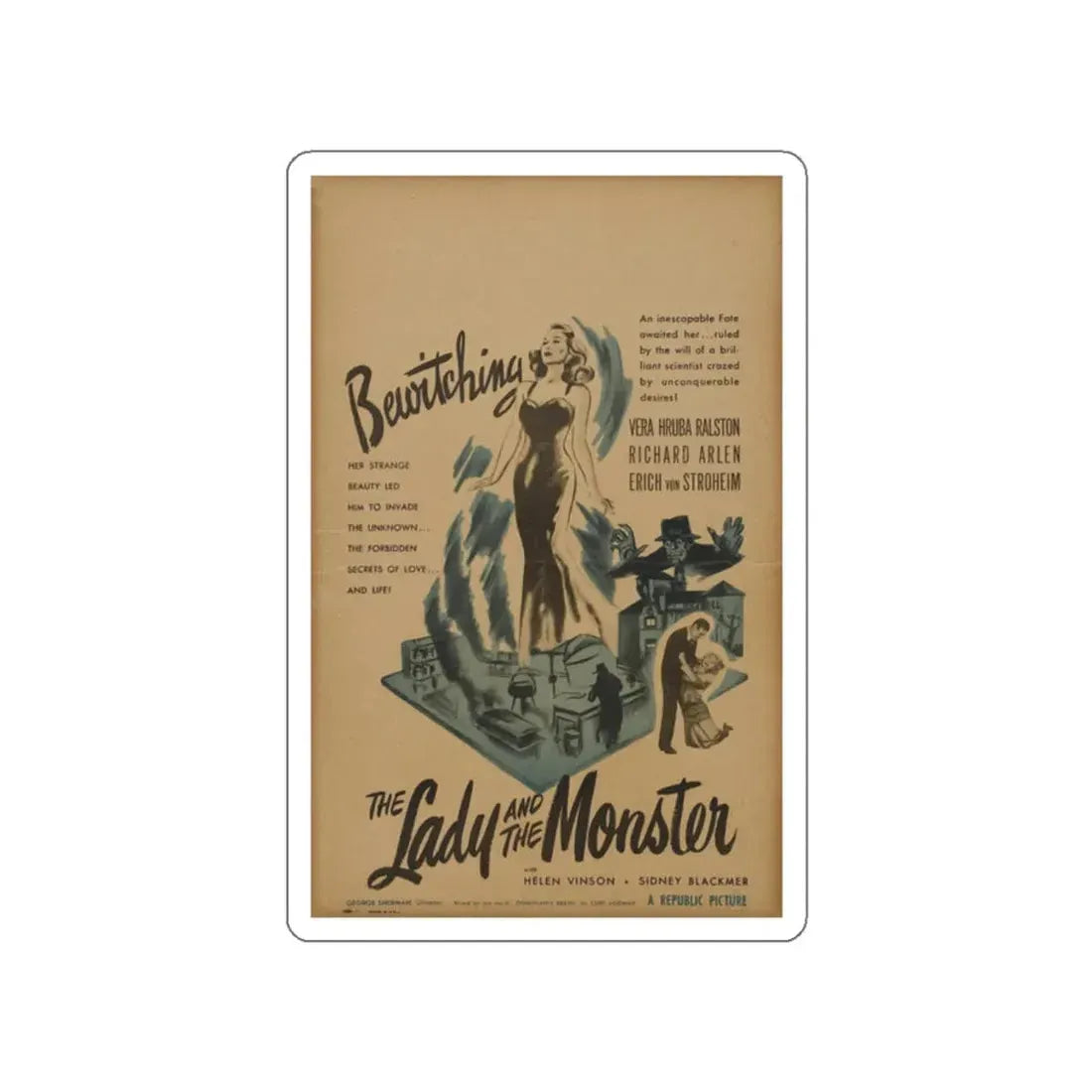 THE LADY AND THE MONSTER (2) 1944 Movie Poster STICKER Vinyl Die-Cut Decal 2 Inch - The Sticker Space