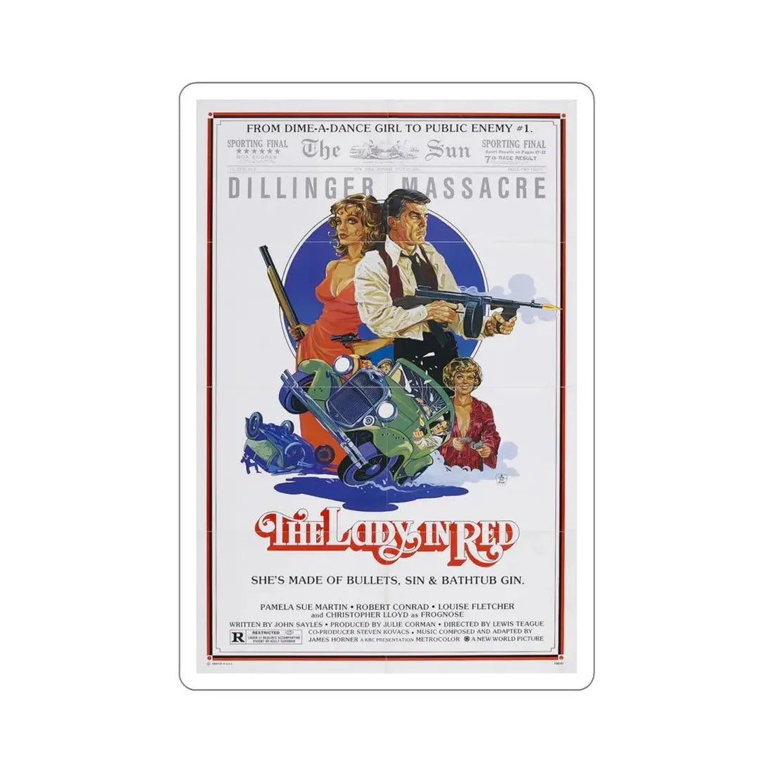 The Lady in Red 1979 Movie Poster STICKER Vinyl Die-Cut Decal 6 Inch - The Sticker Space