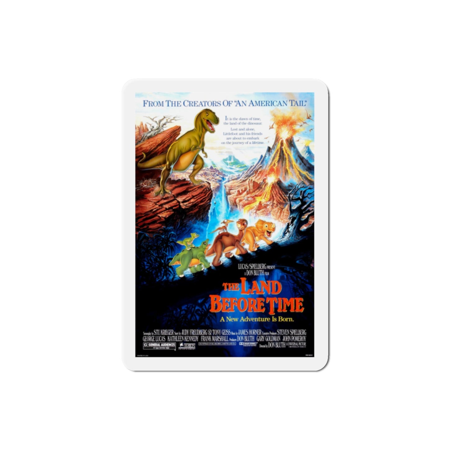 The Land Before Time 1988 Movie Poster Die-Cut Magnet-2" x 2"-The Sticker Space