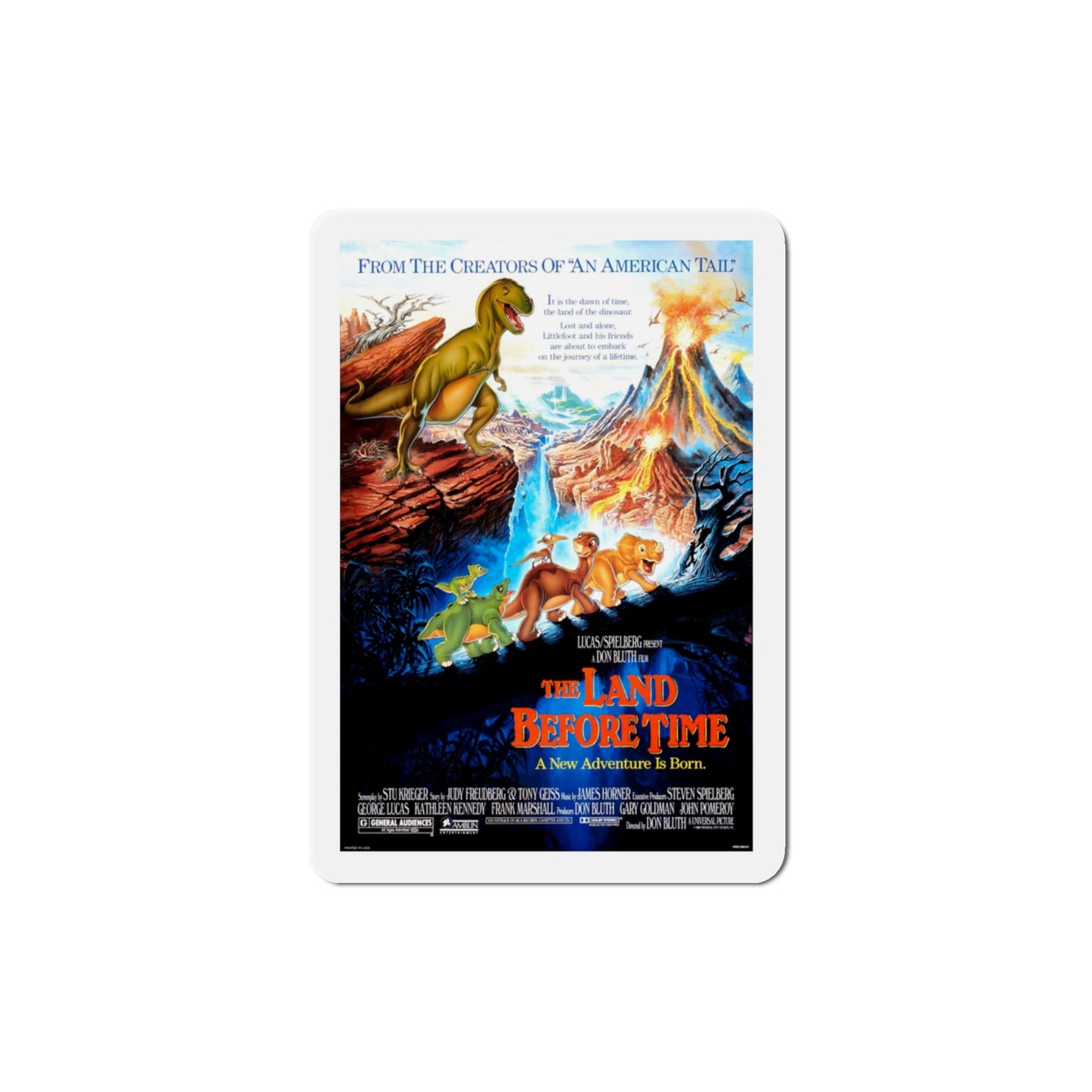 The Land Before Time 1988 Movie Poster Die-Cut Magnet-3" x 3"-The Sticker Space