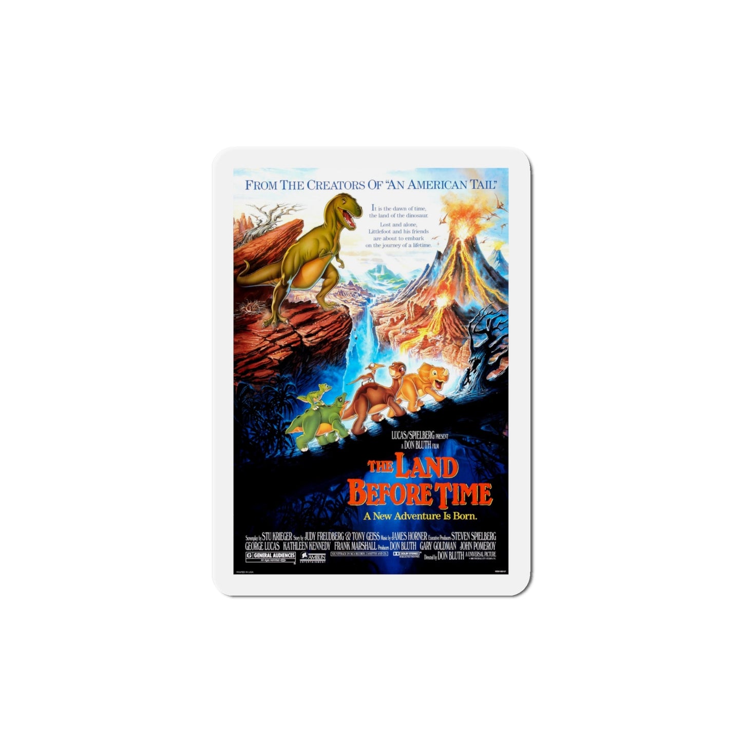 The Land Before Time 1988 Movie Poster Die-Cut Magnet-4" x 4"-The Sticker Space