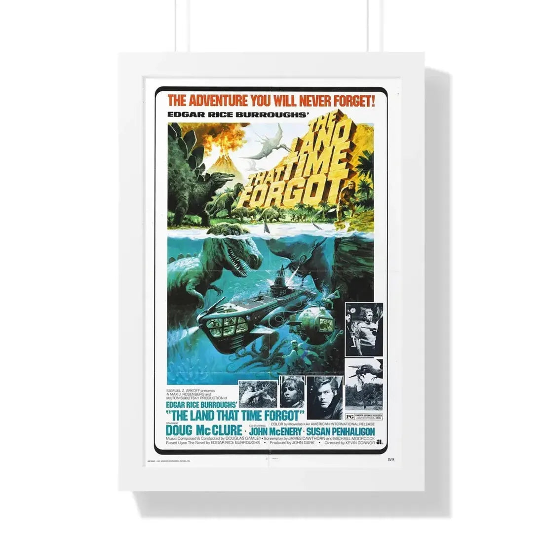 THE LAND THAT TIME FORGOT (2) 1974 - Framed Movie Poster 16″ x 24″ White - The Sticker Space
