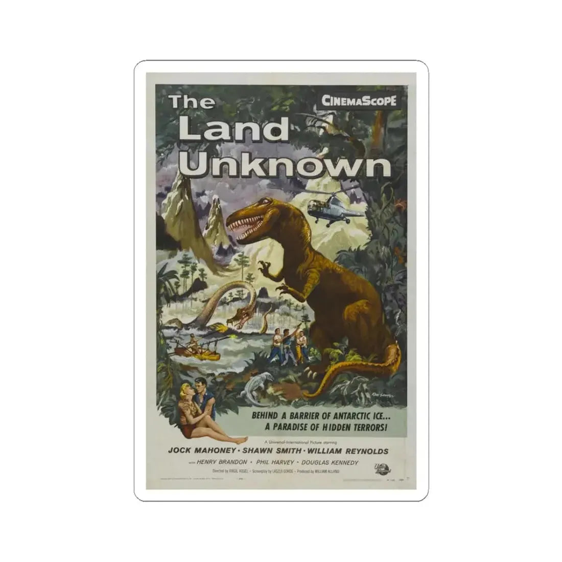THE LAND UNKNOWN 1957 Movie Poster - STICKER Vinyl Kiss-Cut Decal 3 Inch White - The Sticker Space