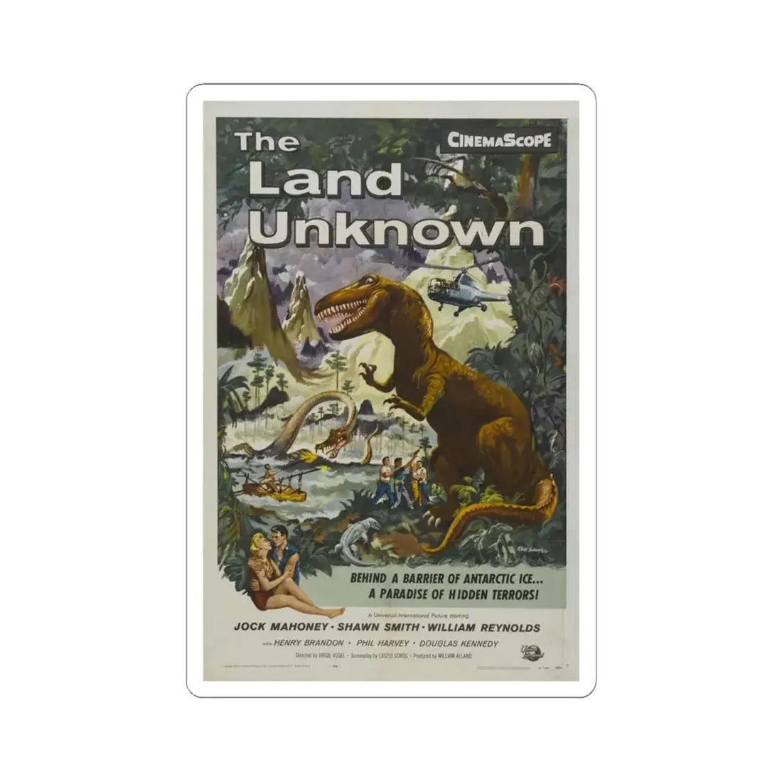 THE LAND UNKNOWN 1957 Movie Poster - STICKER Vinyl Kiss-Cut Decal 6 Inch White - The Sticker Space