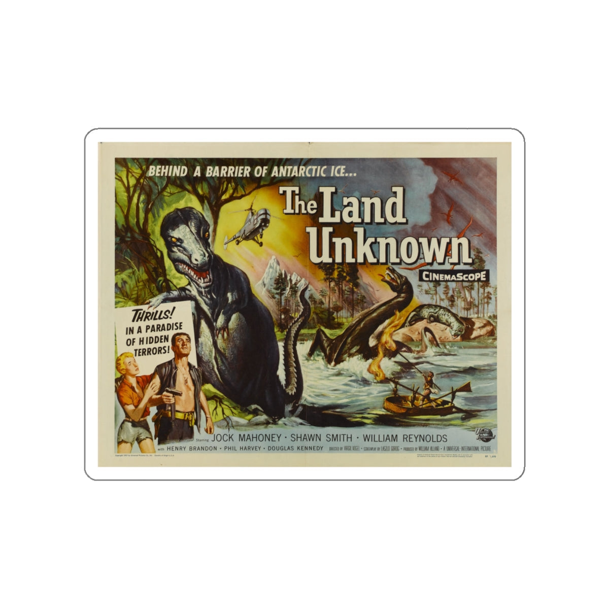 THE LAND UNKNOWN (2) 1957 Movie Poster STICKER Vinyl Die-Cut Decal-White-The Sticker Space