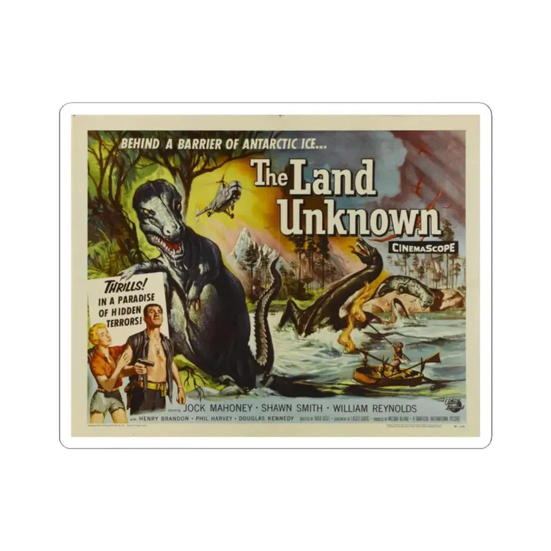 THE LAND UNKNOWN (2) 1957 Movie Poster - STICKER Vinyl Kiss-Cut Decal 2 Inch White - The Sticker Space