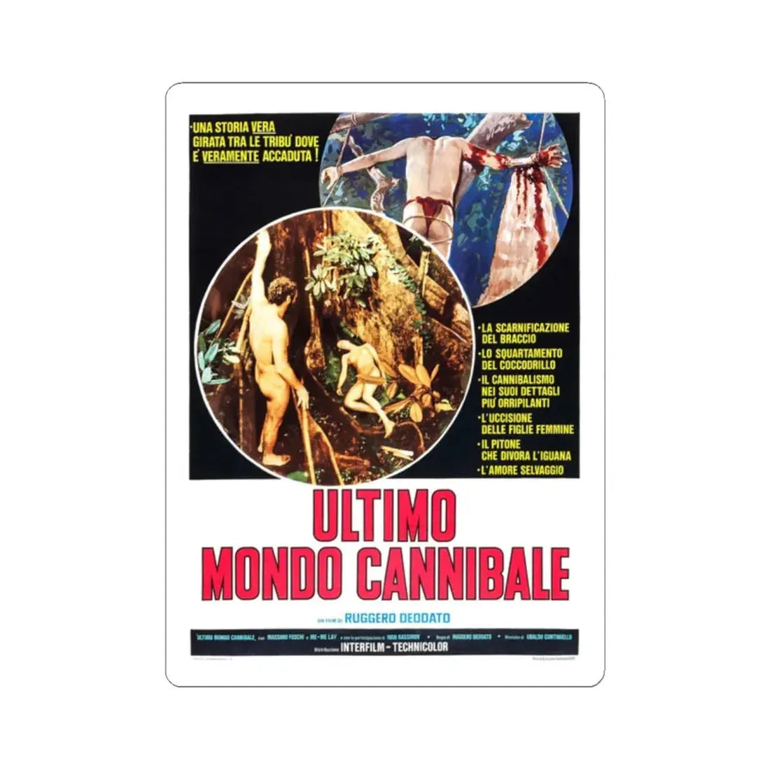 THE LAST CANNIBAL WORLD 1977 Movie Poster - STICKER Vinyl Kiss-Cut Decal 2 Inch White - The Sticker Space