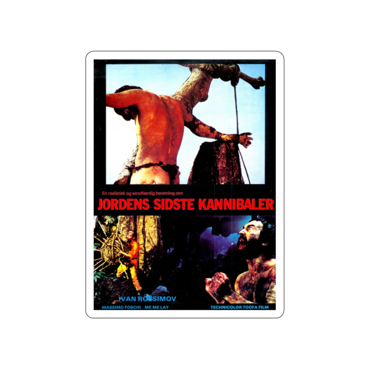 THE LAST CANNIBAL WORLD (DANISH) 1977 Movie Poster STICKER Vinyl Die-Cut Decal-White-The Sticker Space