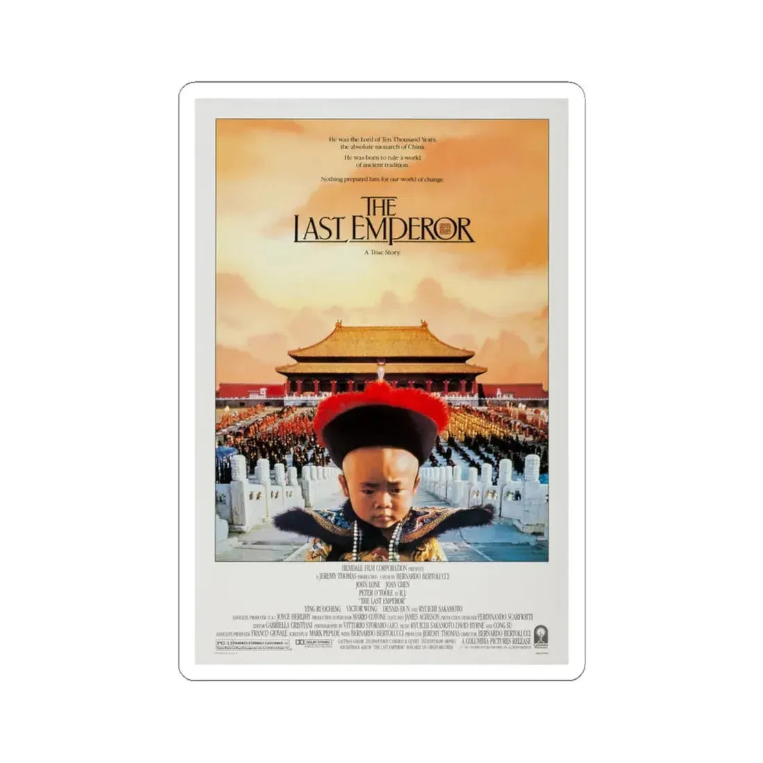 The Last Emperor 1987 Movie Poster - STICKER Vinyl Kiss-Cut Decal 6 Inch White - The Sticker Space