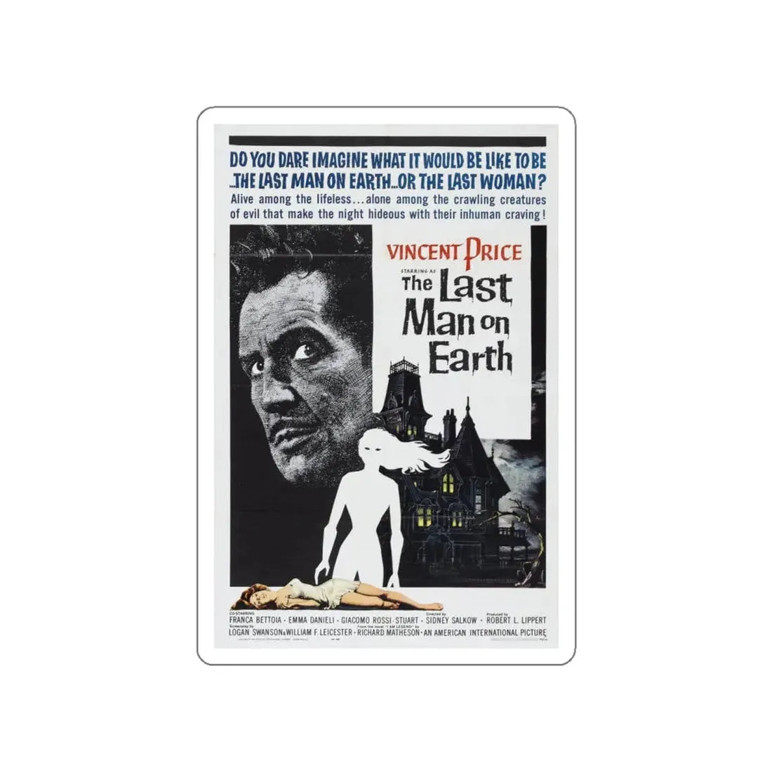 THE LAST MAN ON EARTH 1964 Movie Poster STICKER Vinyl Die-Cut Decal 4 Inch - The Sticker Space