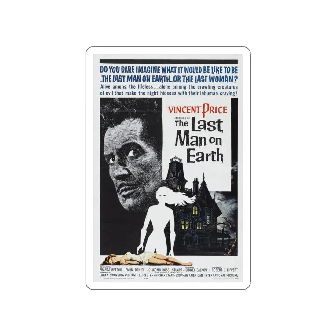THE LAST MAN ON EARTH 1964 Movie Poster STICKER Vinyl Die-Cut Decal 5 Inch - The Sticker Space