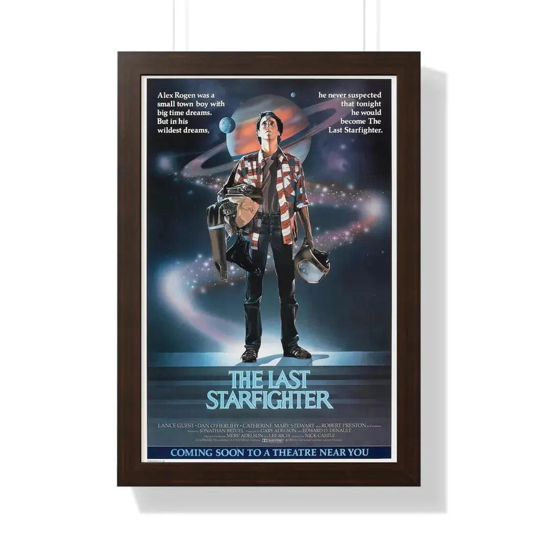 THE LAST STARFIGHTER (TEASER) 1984 - Framed Movie Poster 16″ x 24″ Walnut - The Sticker Space