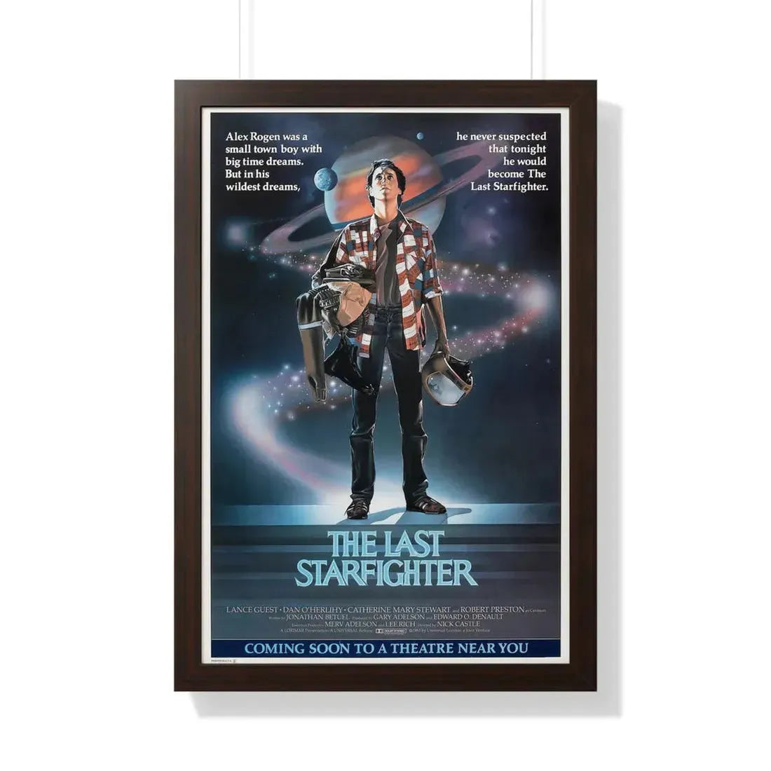THE LAST STARFIGHTER (TEASER) 1984 - Framed Movie Poster 20" x 30" Walnut - The Sticker Space