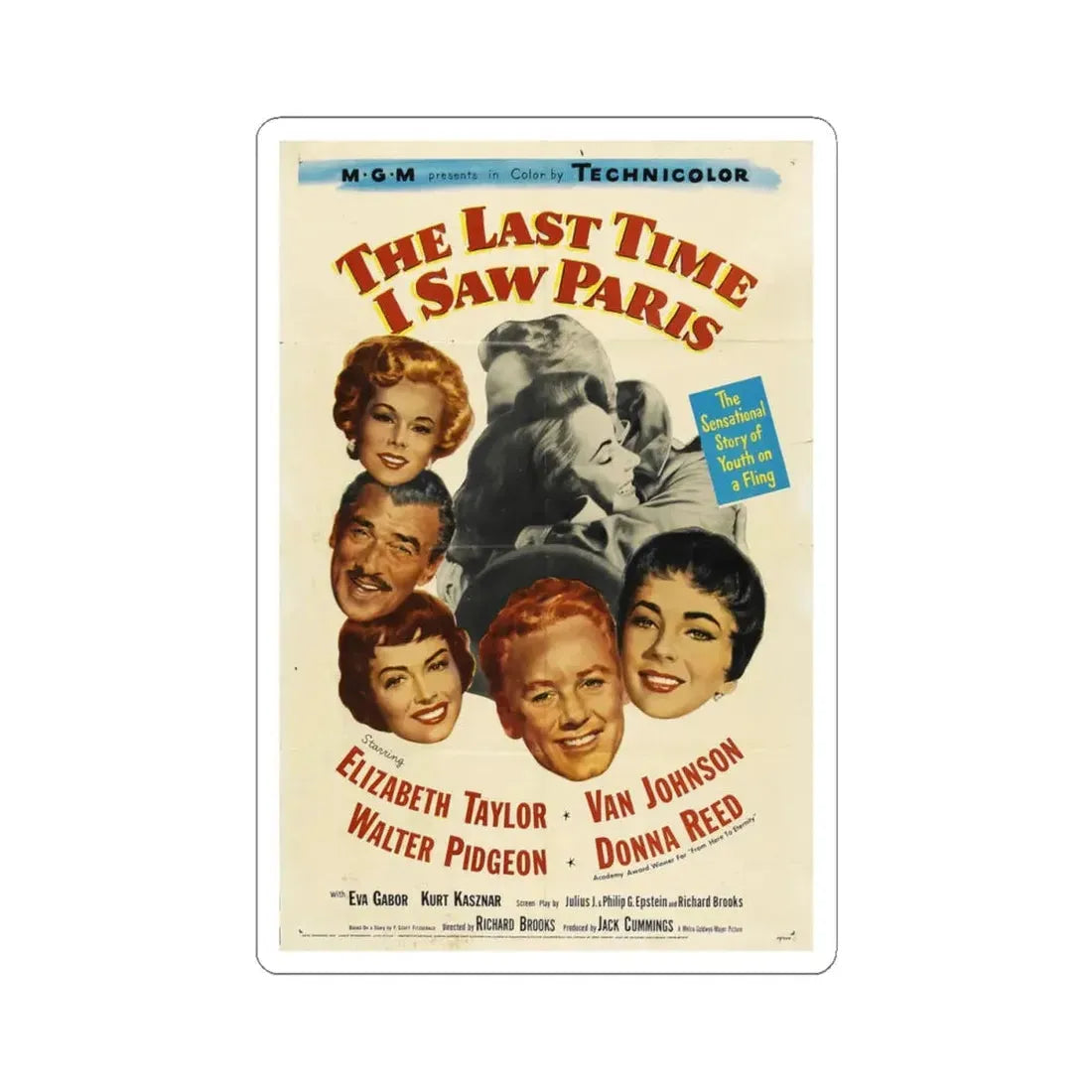 The Last Time I Saw Paris 1954 Movie Poster - STICKER Vinyl Kiss-Cut Decal 4 Inch White - The Sticker Space