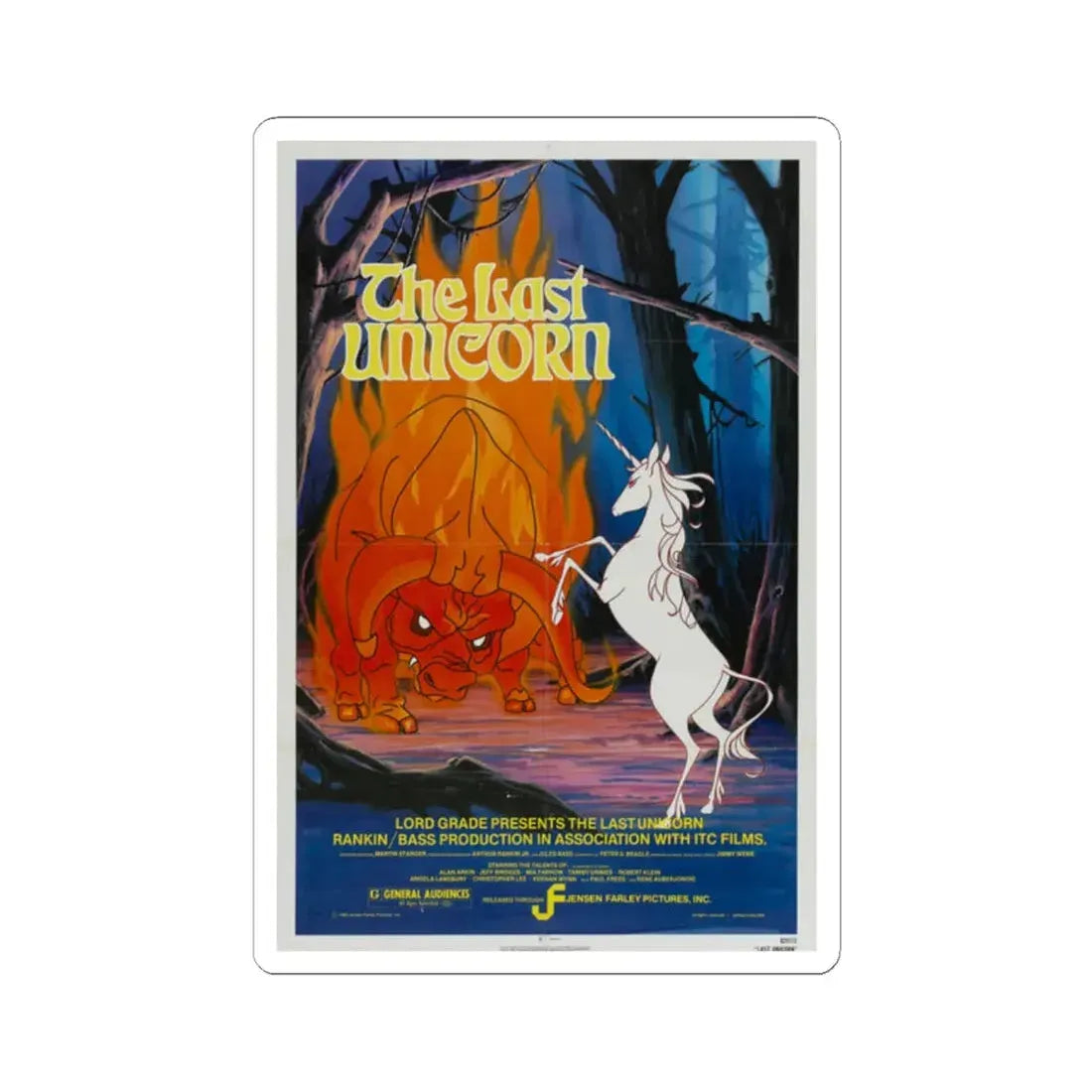 The Last Unicorn 1982 Movie Poster - STICKER Vinyl Kiss-Cut Decal 2 Inch White - The Sticker Space
