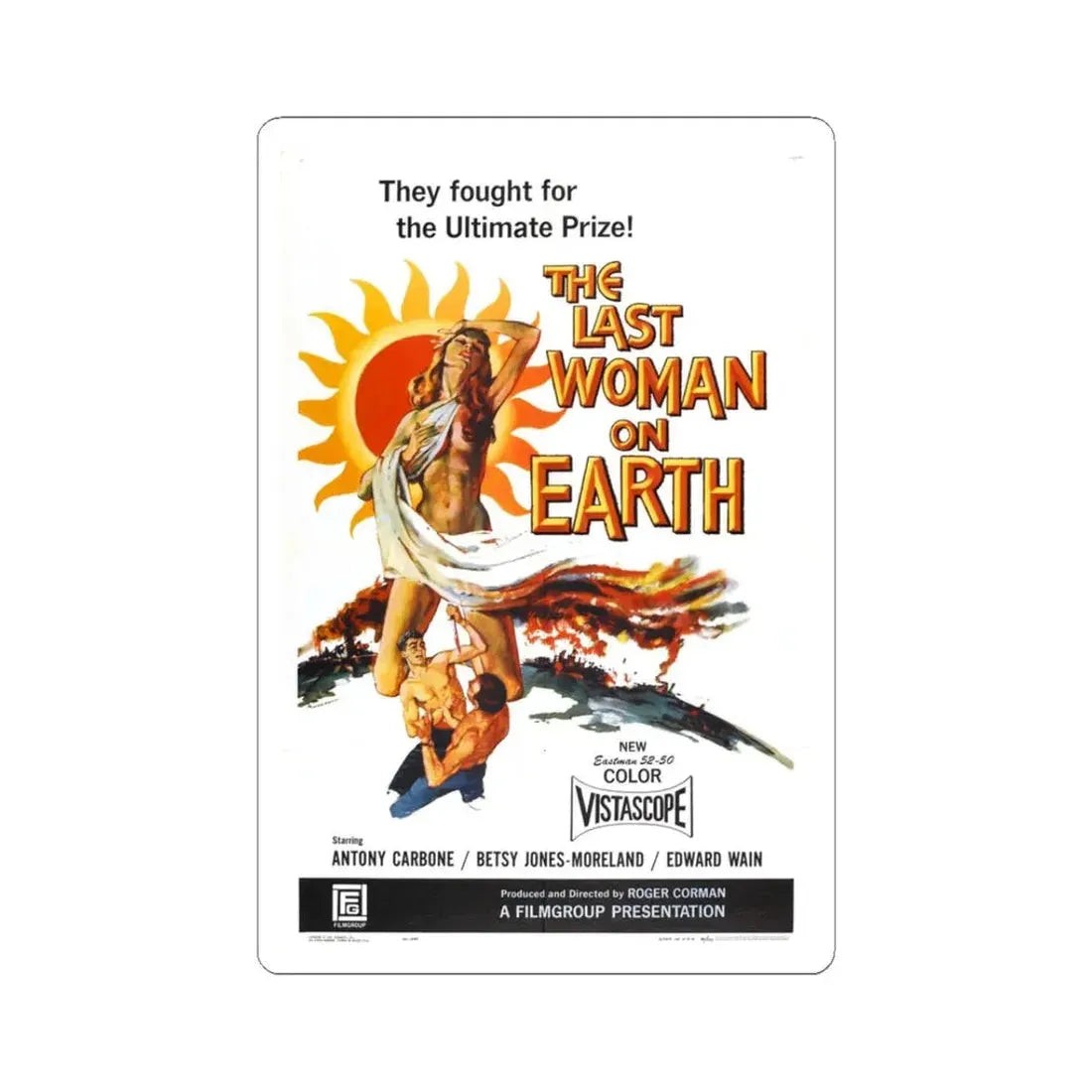 THE LAST WOMAN ON EARTH 1960 Movie Poster - STICKER Vinyl Kiss-Cut Decal 3 Inch White - The Sticker Space