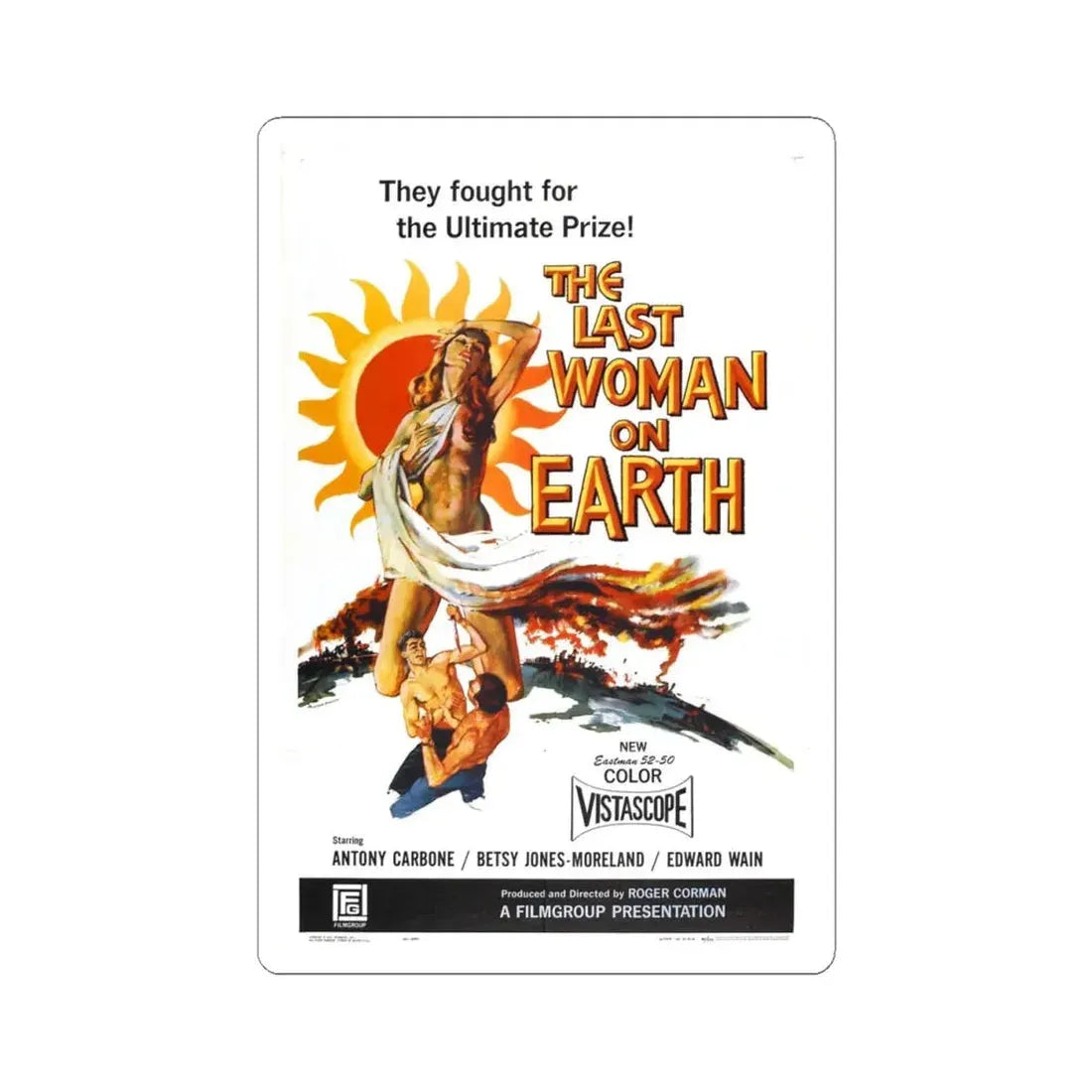 THE LAST WOMAN ON EARTH 1960 Movie Poster - STICKER Vinyl Kiss-Cut Decal 4 Inch White - The Sticker Space