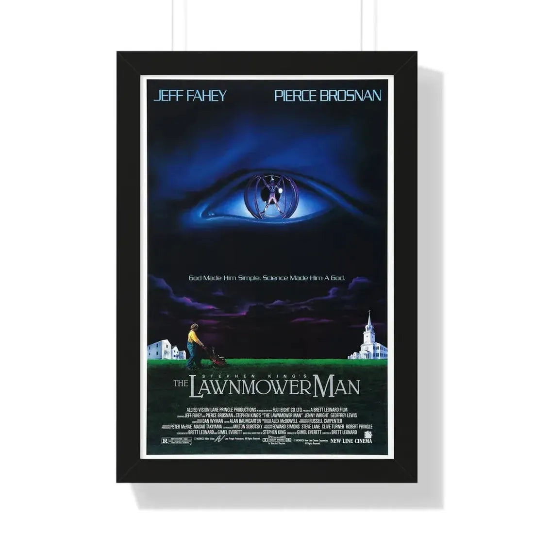 THE LAWNMOWER MAN 1992 - Framed Movie Poster 16″ x 24″ Black - The Sticker Space