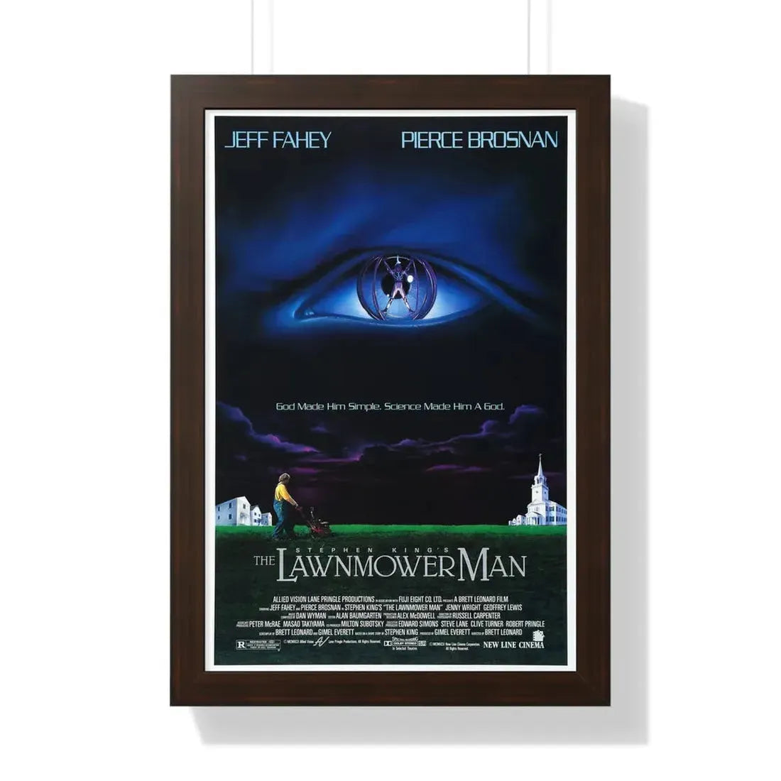THE LAWNMOWER MAN 1992 - Framed Movie Poster 16″ x 24″ Walnut - The Sticker Space